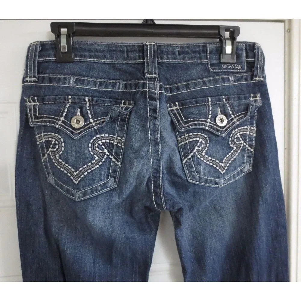 Big Star Remy Jeans Pants Blue Size 29 x 29 Cotton‎ Stretch Low Rise Boot Cut - Picture 2 of 10
